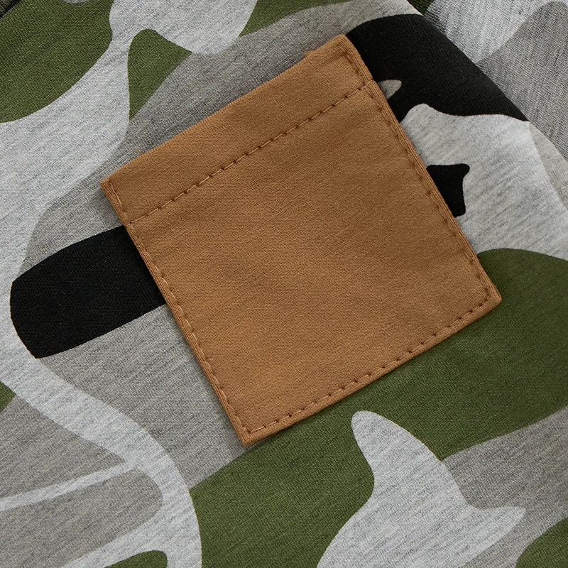 Boys Camouflage Print Patch Pocket Sweatshirt Pant Set