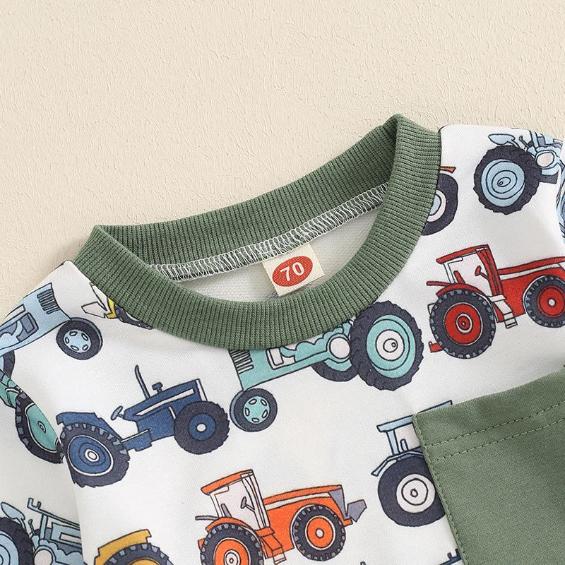 Boys Farm Tractors Pocket Sweatshirt Pant Set