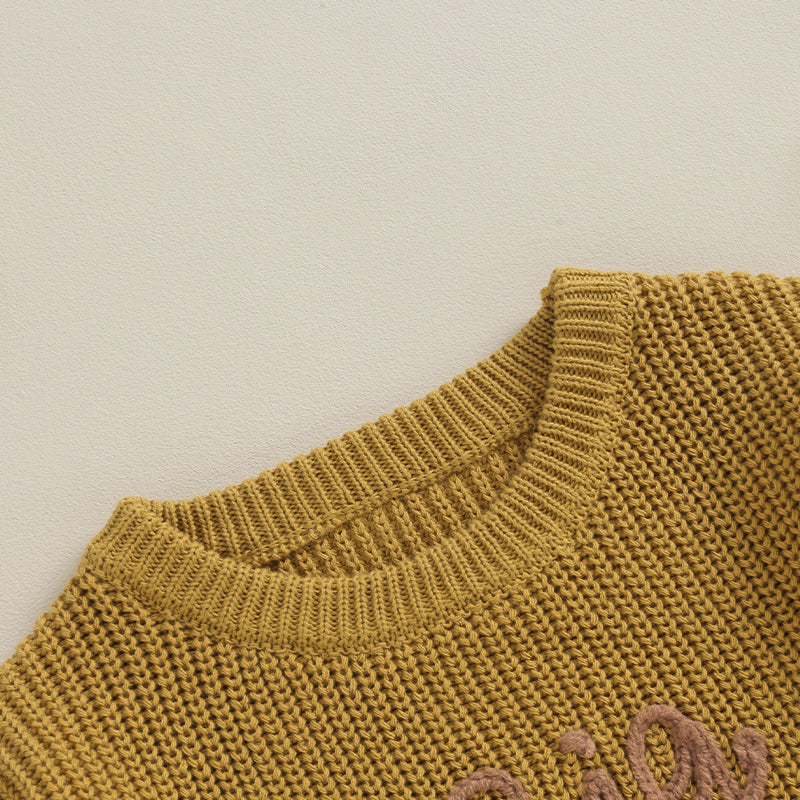 Boys Embroidered Big Brother Script Knit Sweater