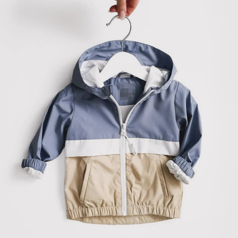 Boys Patchwork Hooded Zip Jacket