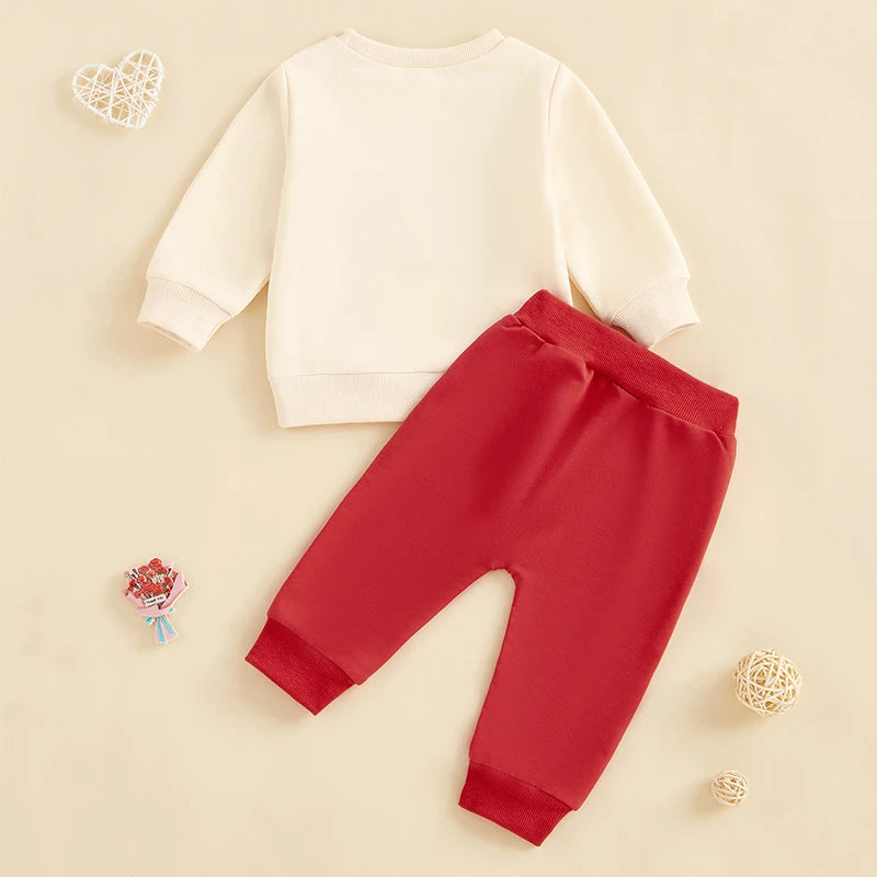 Boys Embroidered Love Sweatshirt Pant Set