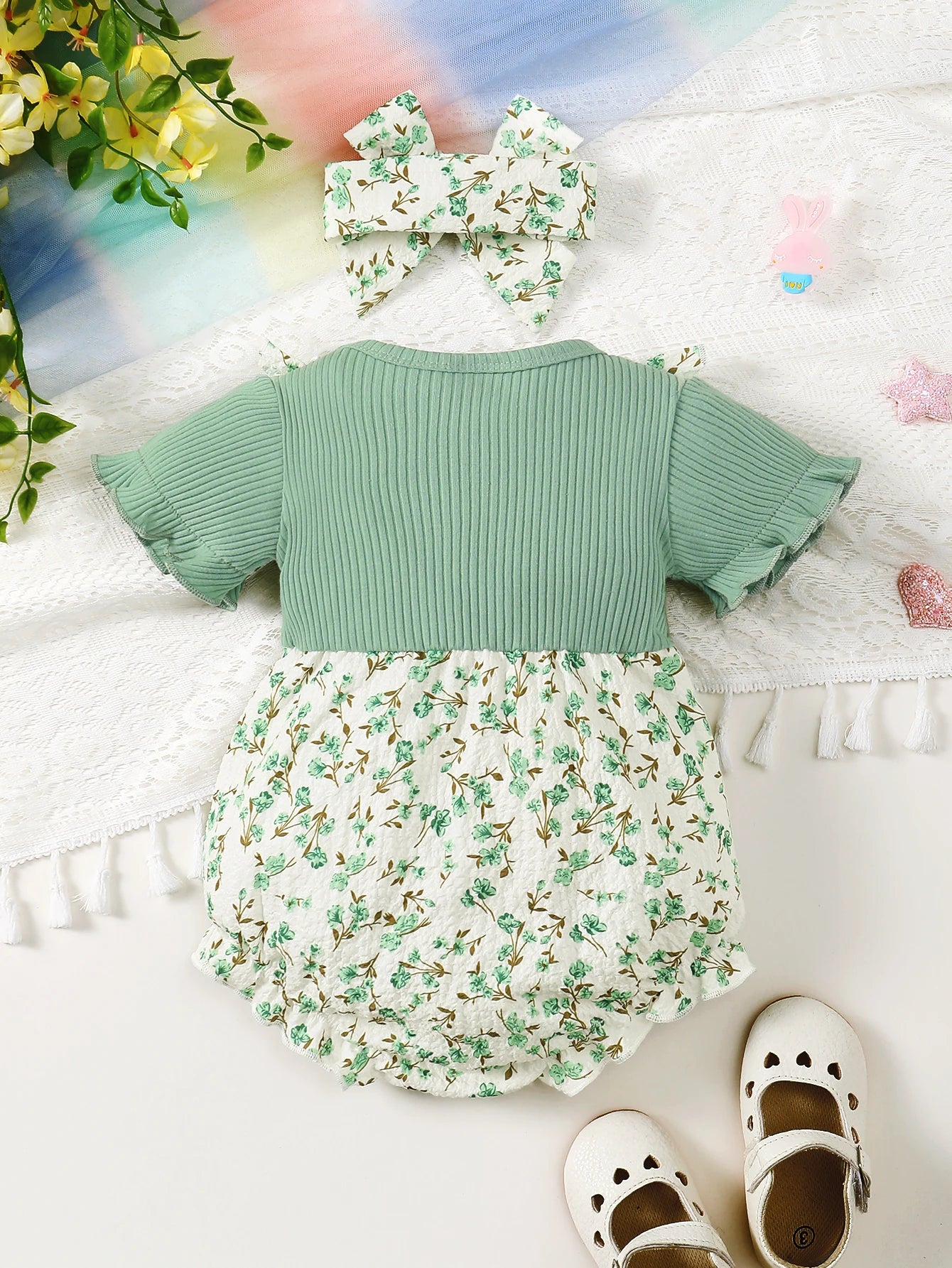 Girl Flower Ruffle Bubble | Bow