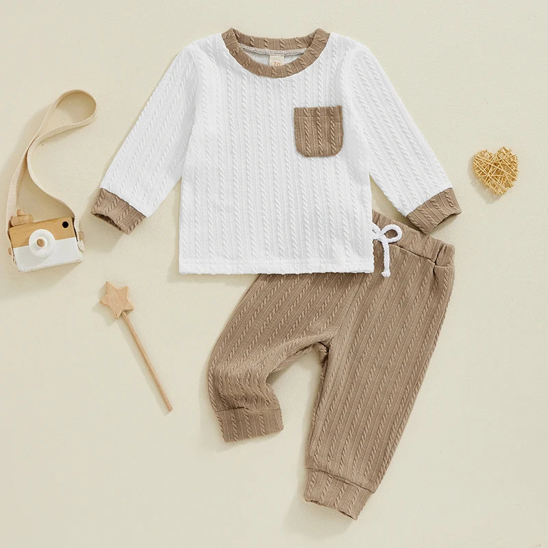 Boys Detail Knit Pocket Shirt Pant Set