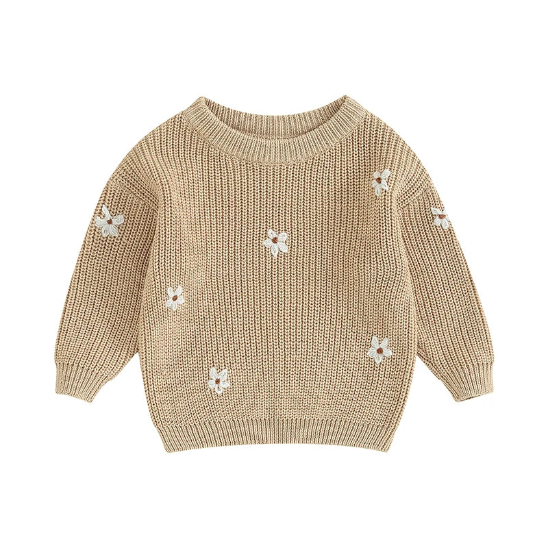 Girls Flower Knit Sweater