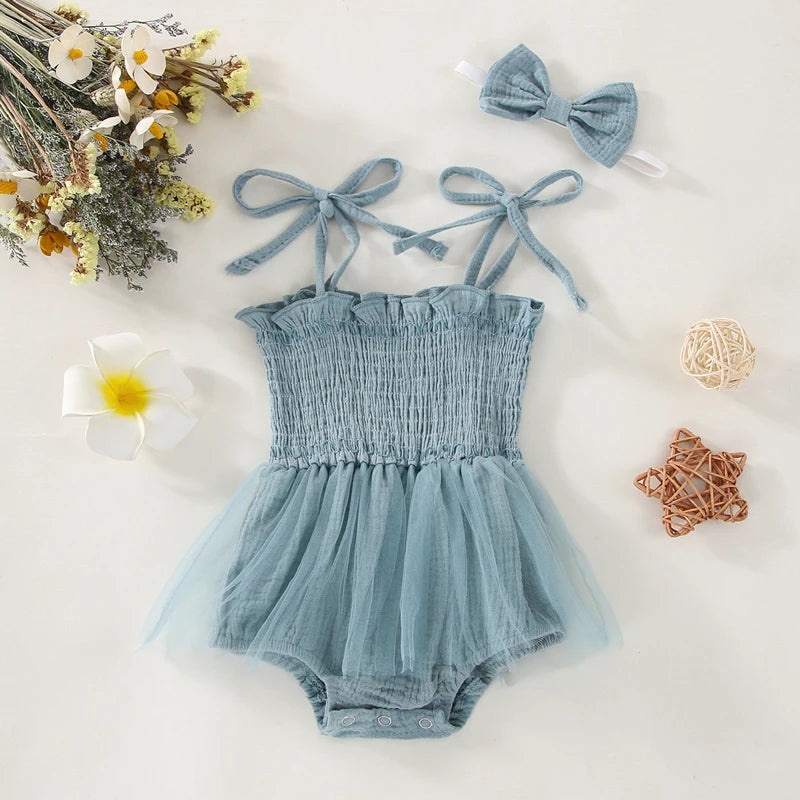 Girls Lace Up Dress Bow Set