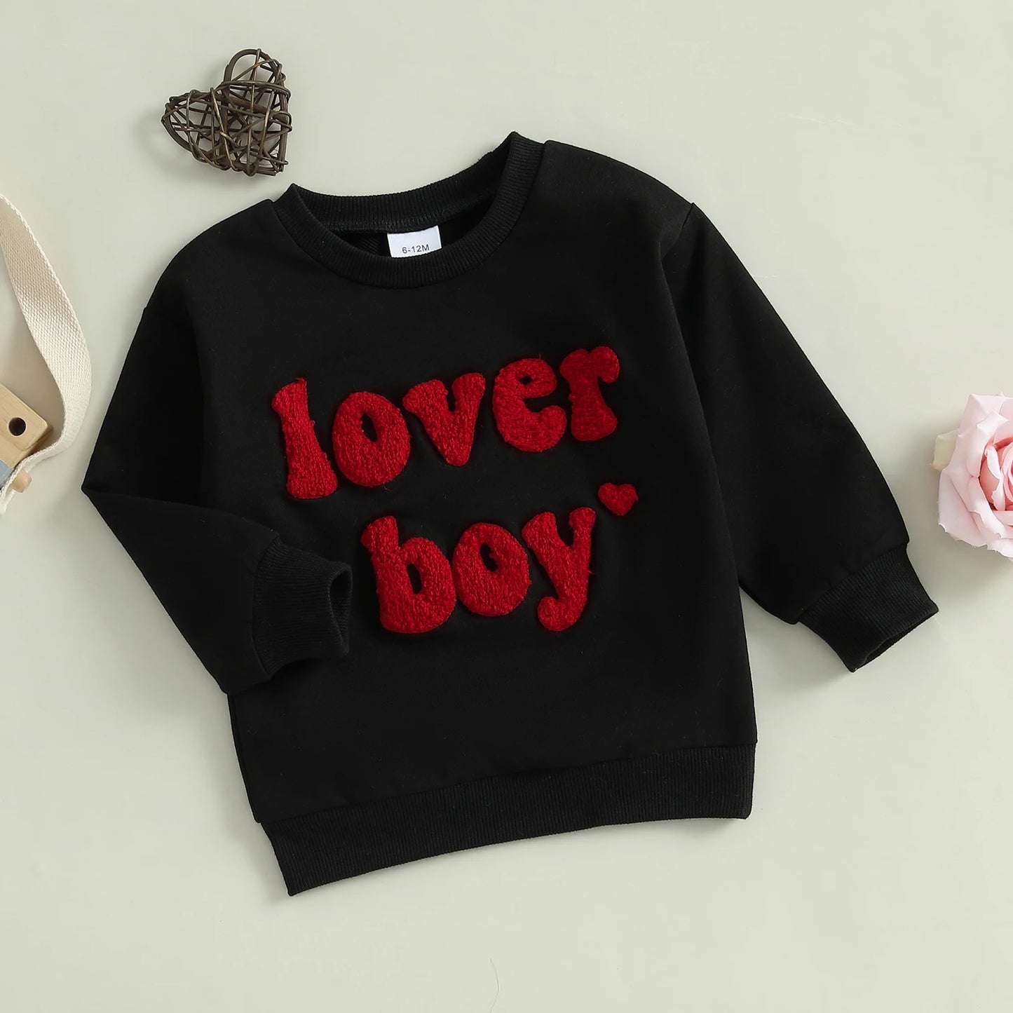 Boys Embroidered Lover Boy Heart Sweatshirt