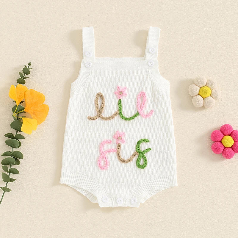 Girls Knit Embroidered Lil Sis Onesie