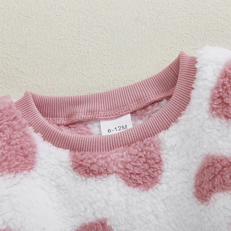 Girls Plush Heart Sweatshirt
