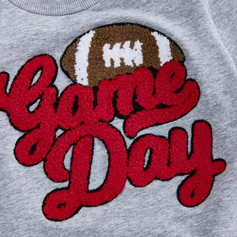 Boys Game Day Football Embroidered Sweatshirt Pant Set
