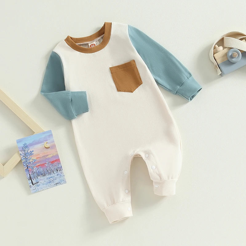 Boys Sleeve Contrast Pocket Romper