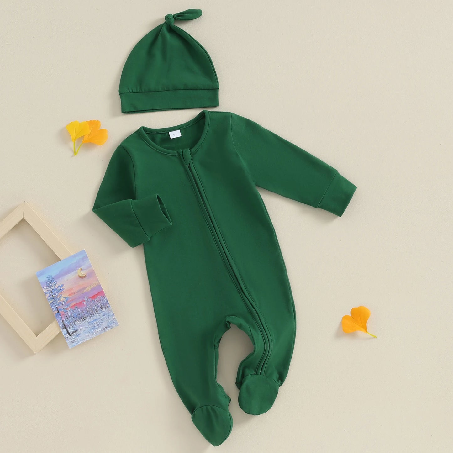 Full Zip Pajama Hat Set, Unisex