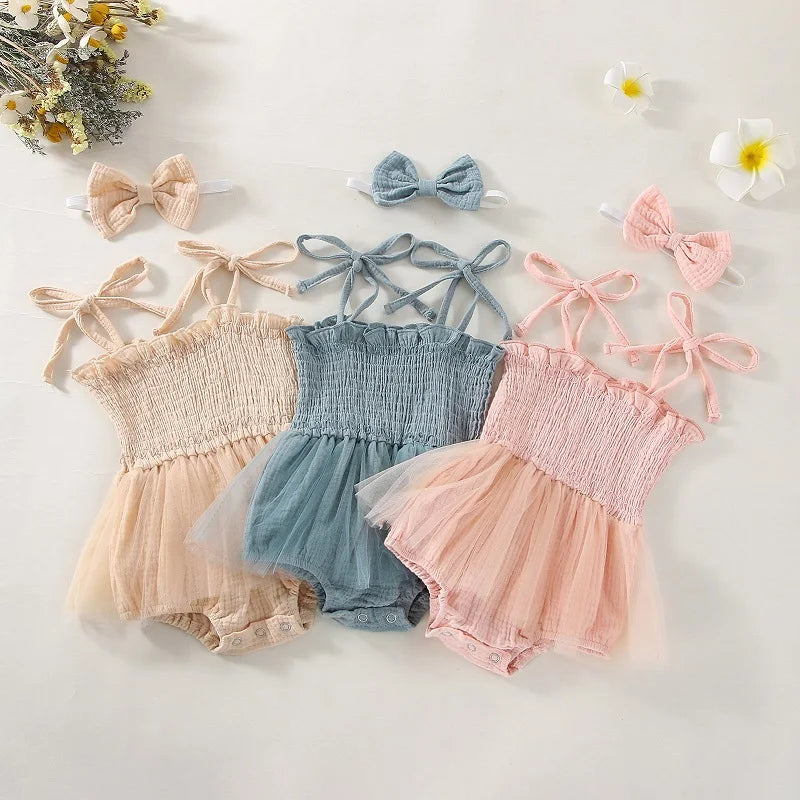 Girls Lace Up Dress Bow Set