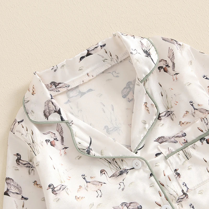Duck Wetlands Collared Button Pajamas, Unisex