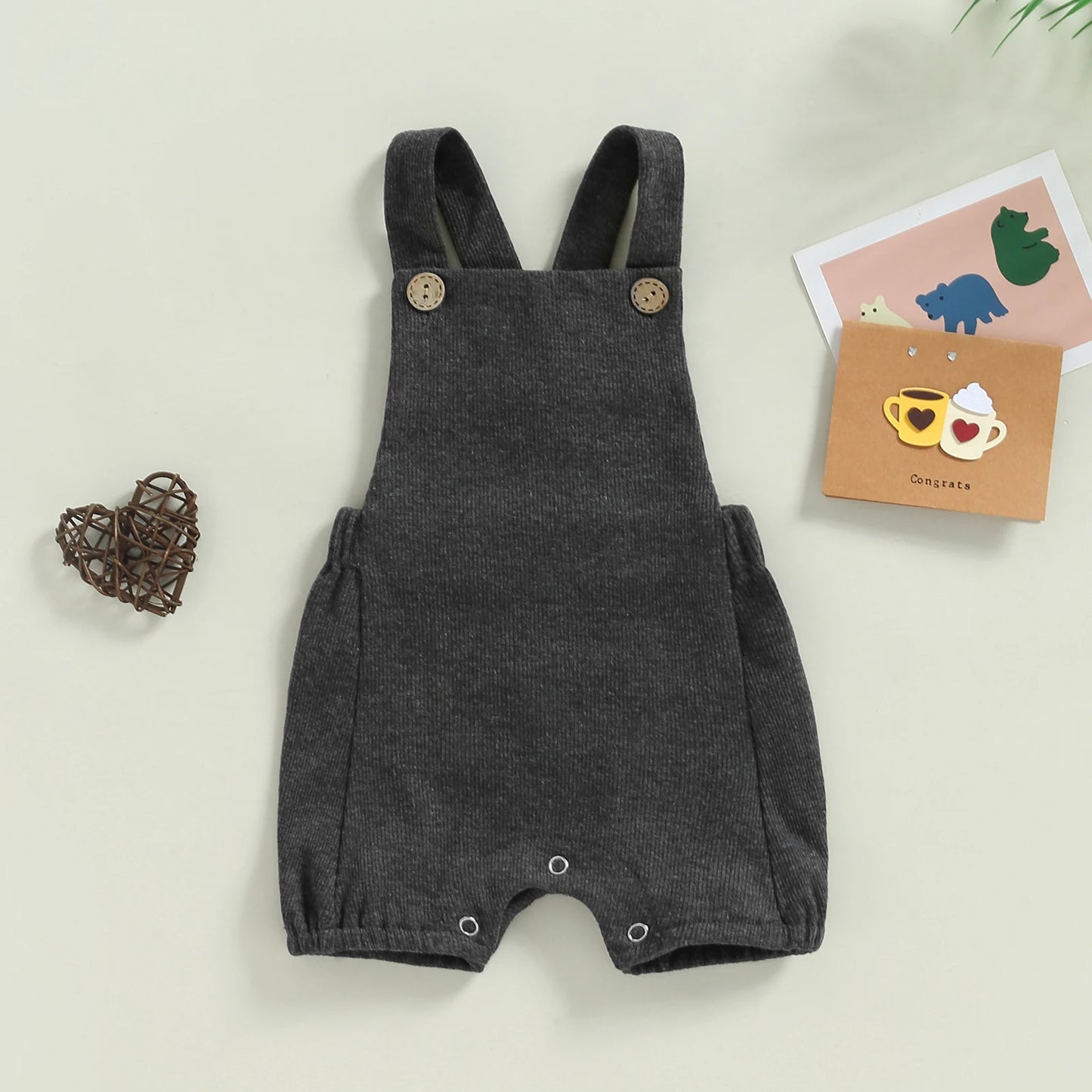 Ribbed Button Shortall, Unisex