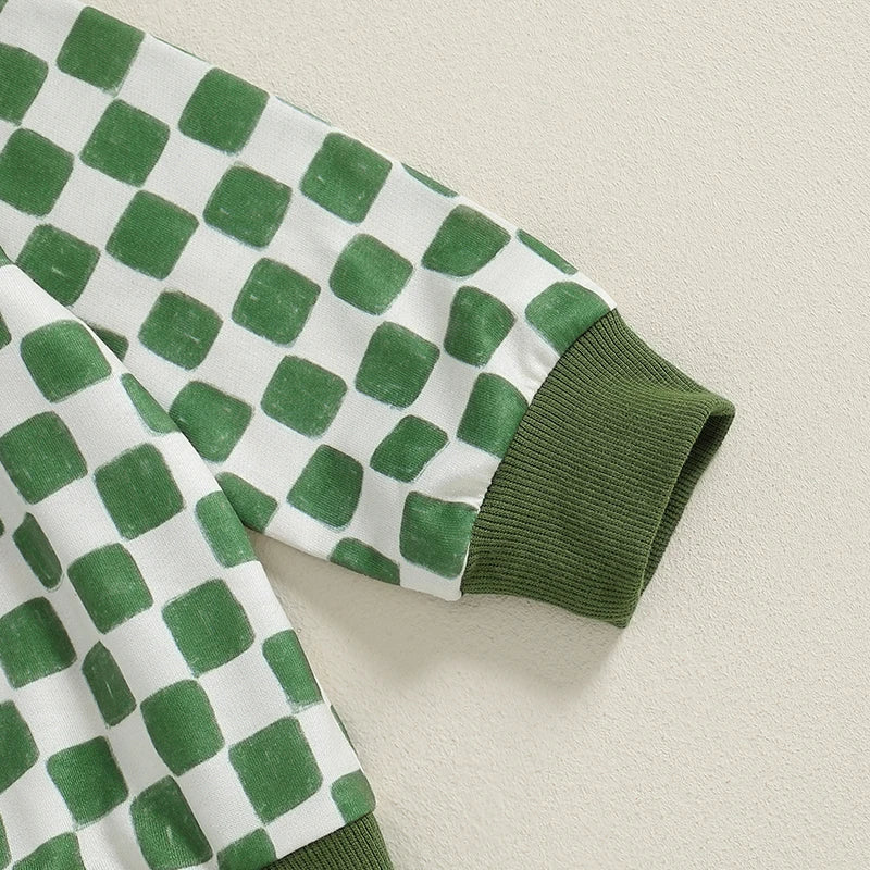 Checkered Sweatshirt Pant Set, Unisex