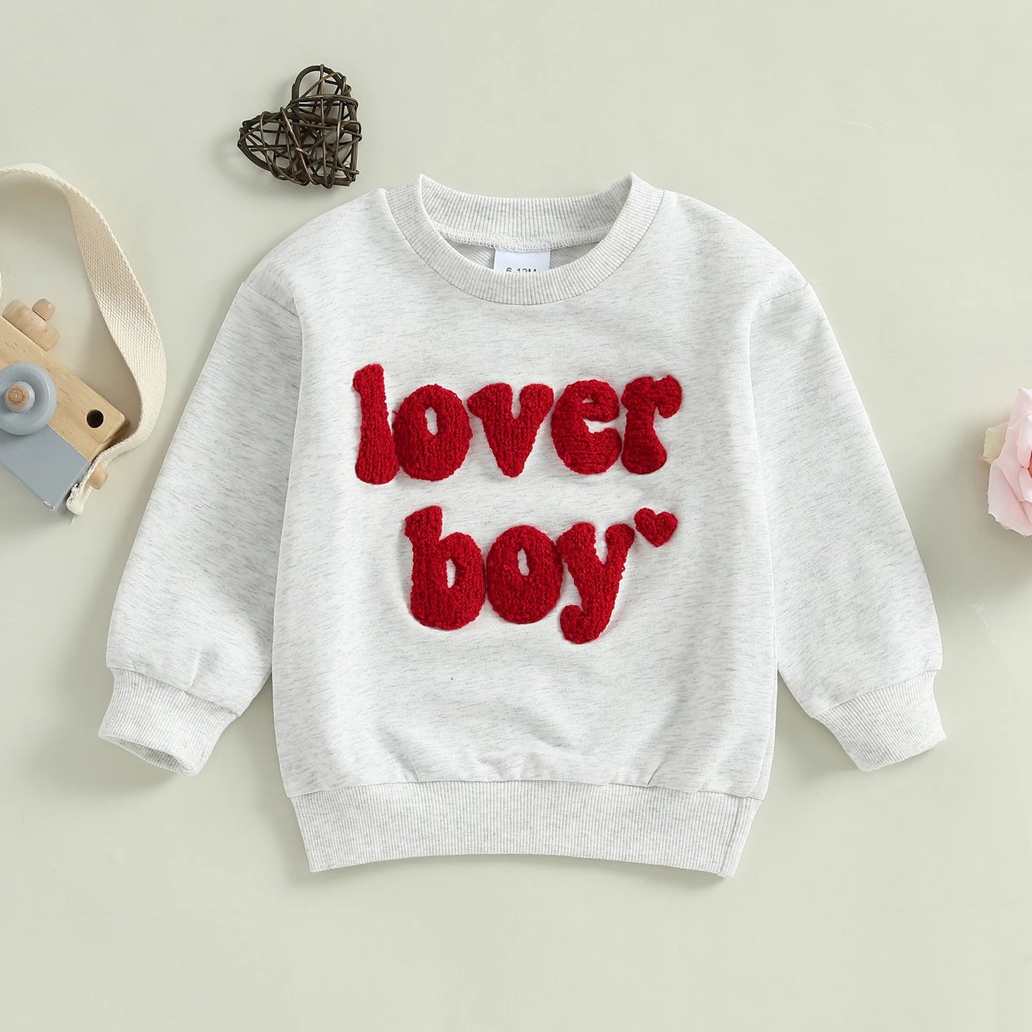 Boys Embroidered Lover Boy Heart Sweatshirt