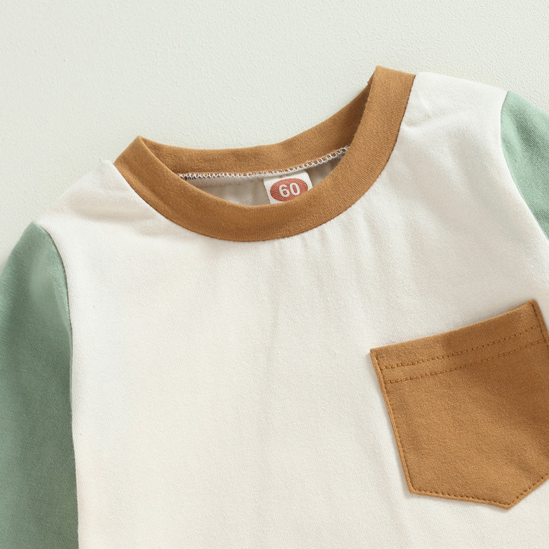 Boys Sleeve Contrast Pocket Romper