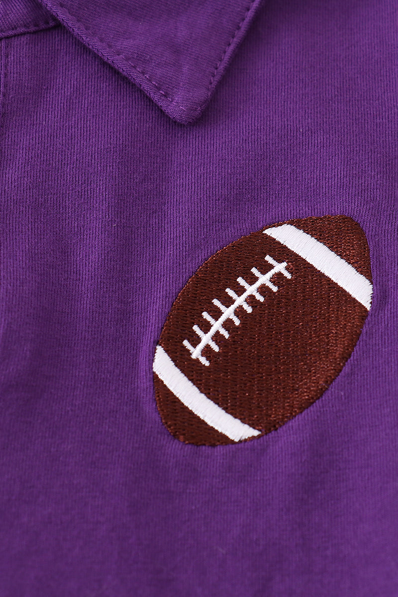 Boys Purple Football Embroidered Polo