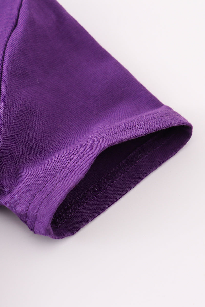 Boys Purple Football Embroidered Polo