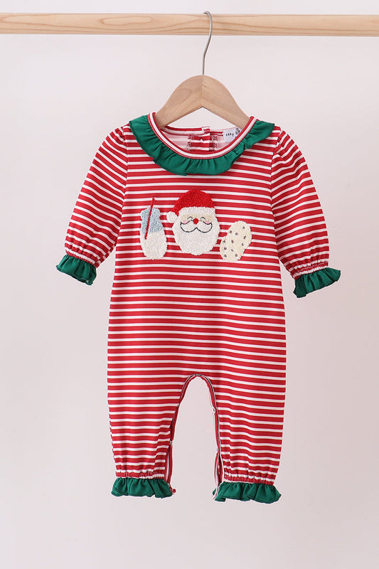 Girls Red Santa Milk Cookies Ruffle Romper