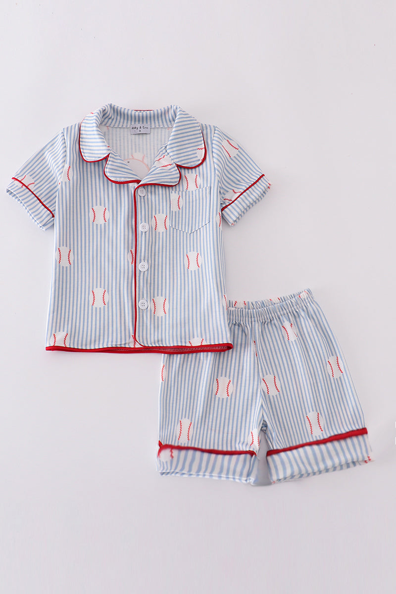 Boys Baseball Stripe Pajamas Set