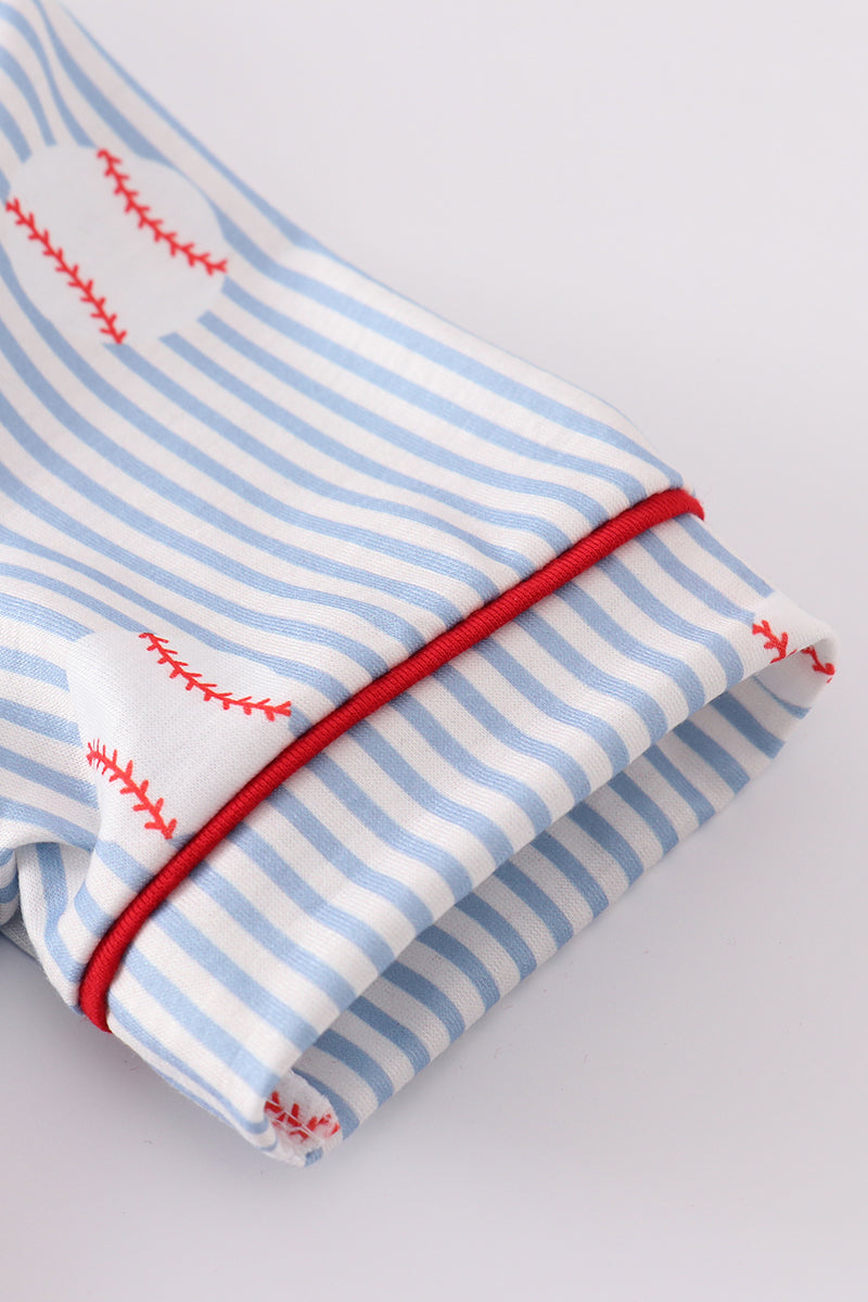 Boys Baseball Stripe Pajamas Set