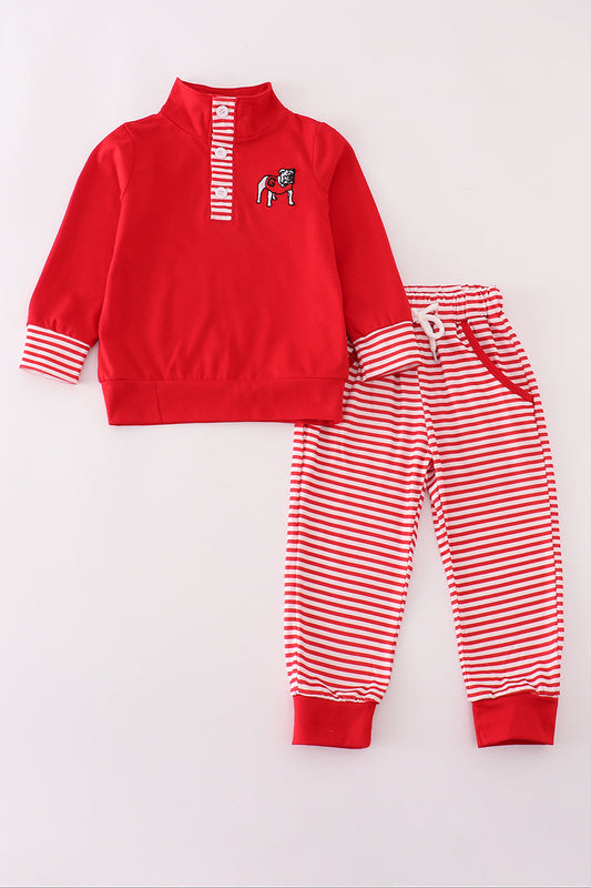 Boys Georgia Bulldogs Embroidered Stripe Pants Set