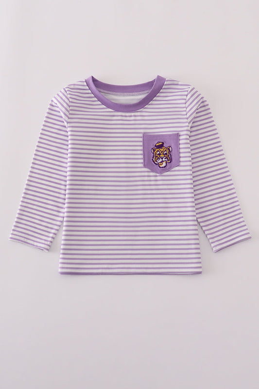Boys Heritage LSU Tigers Embroidered Stripe Top