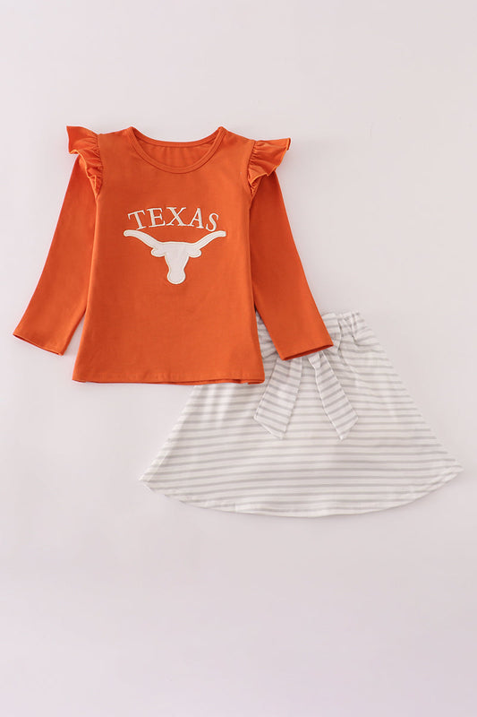 Girls Texas Longhorns Embroidered Bow Skorts Set