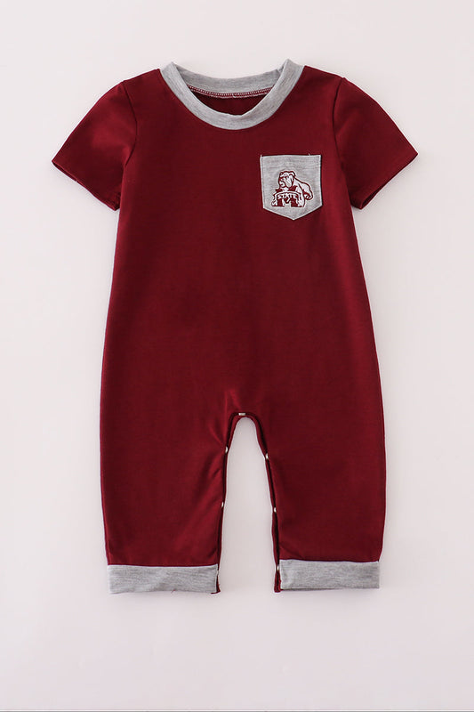 Boys Maroon Mississippi State Bulldogs Embroidered Romper