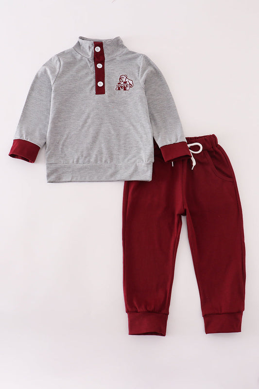 Boys Maroon Mississippi State Bulldogs Embroidered Pants Set