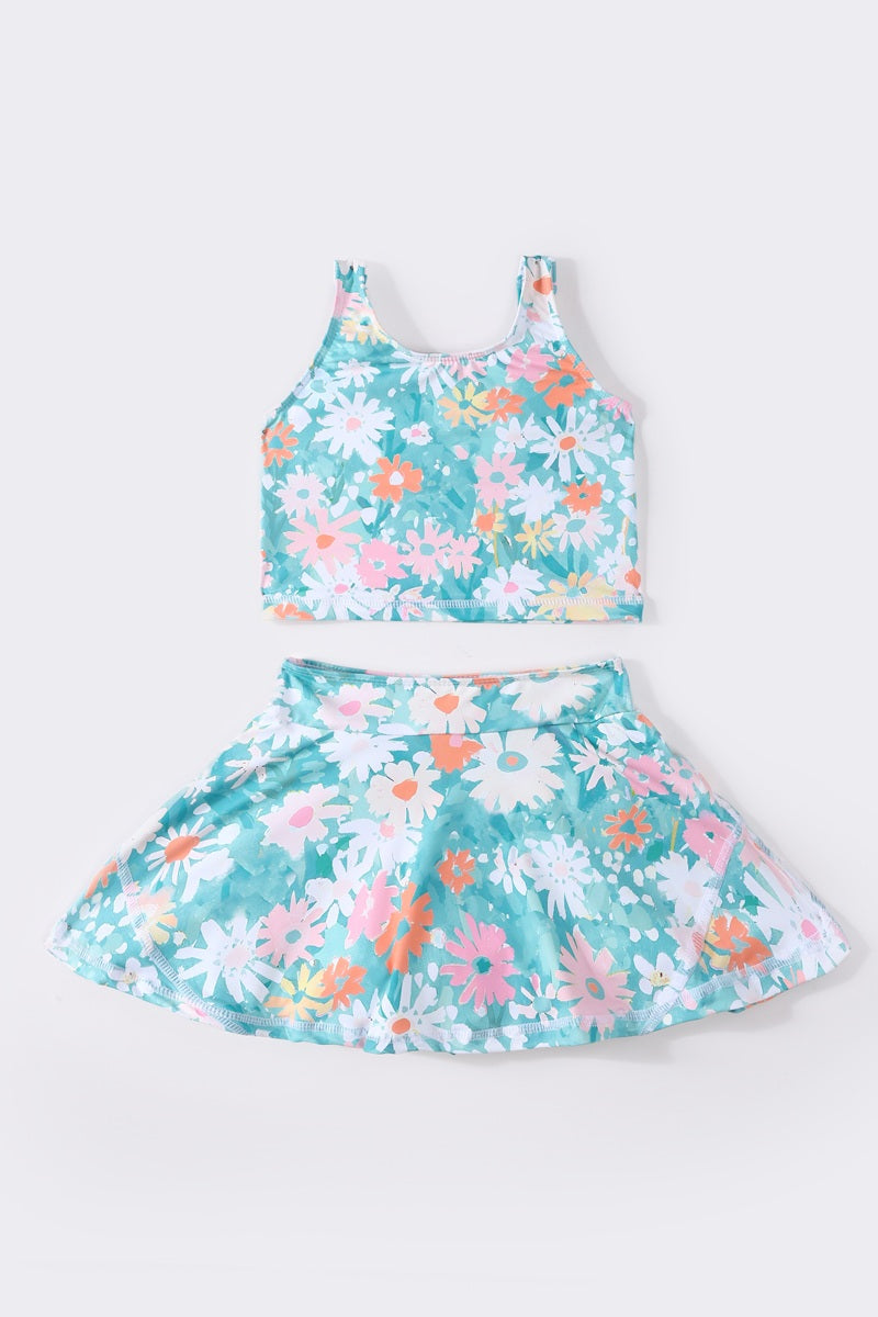 Girls Daisy Meadow Print Girl 2pc Swimsuit