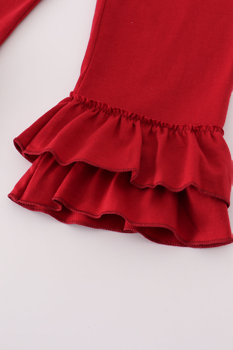 Girls Go Bama Embroidered Ruffle Pants Set