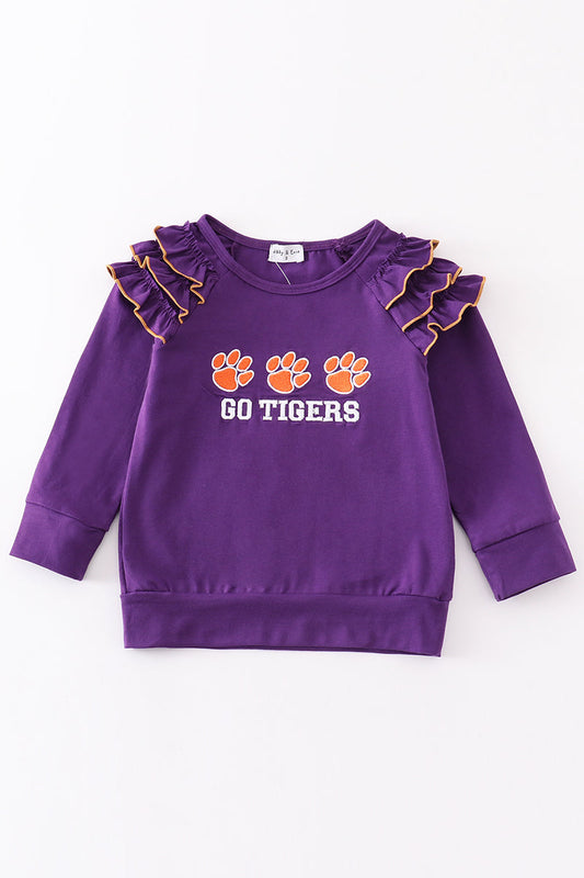 Girls Clemson Go Tigers Embroidered Top