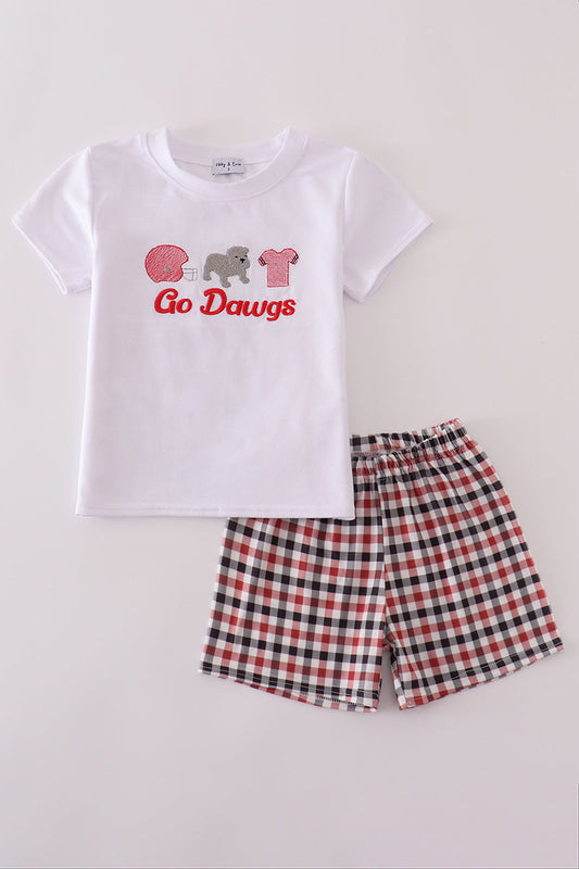 Boys Go Dawgs Georgia Embroidered Set