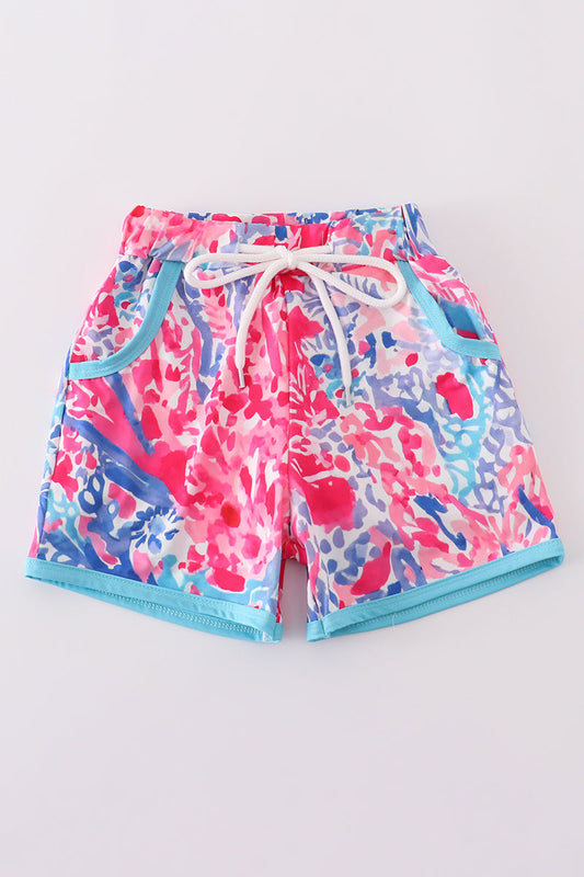 Boys Tropical Sunset Waves Swim Trunks