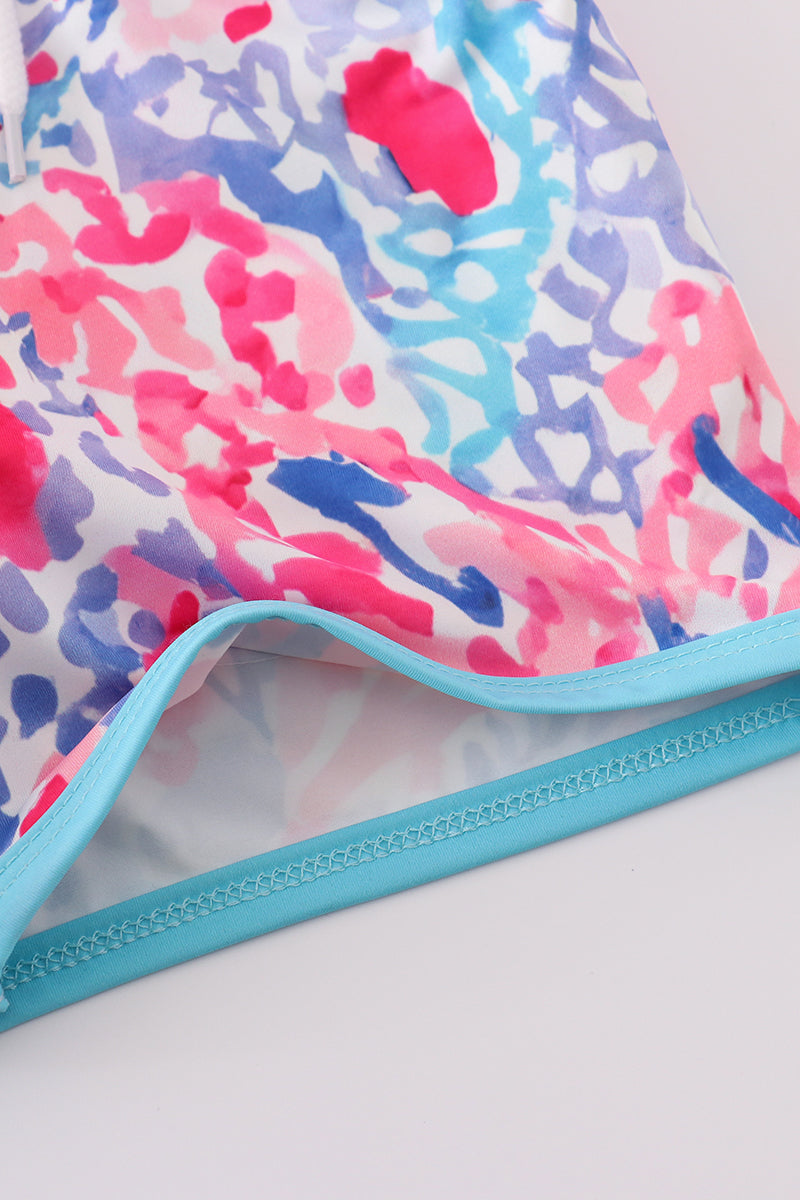Boys Tropical Sunset Waves Swim Trunks