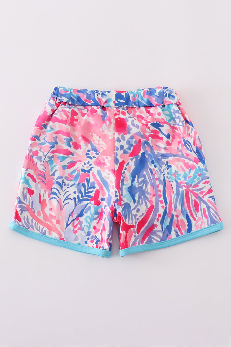 Boys Tropical Sunset Waves Swim Trunks