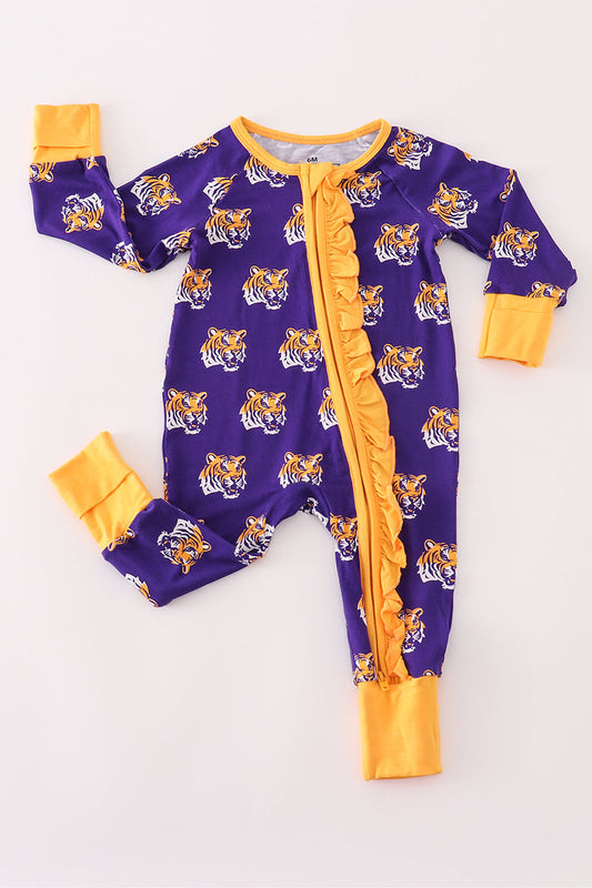 Girls LSU Tigers Bamboo Ruffle Pajamas