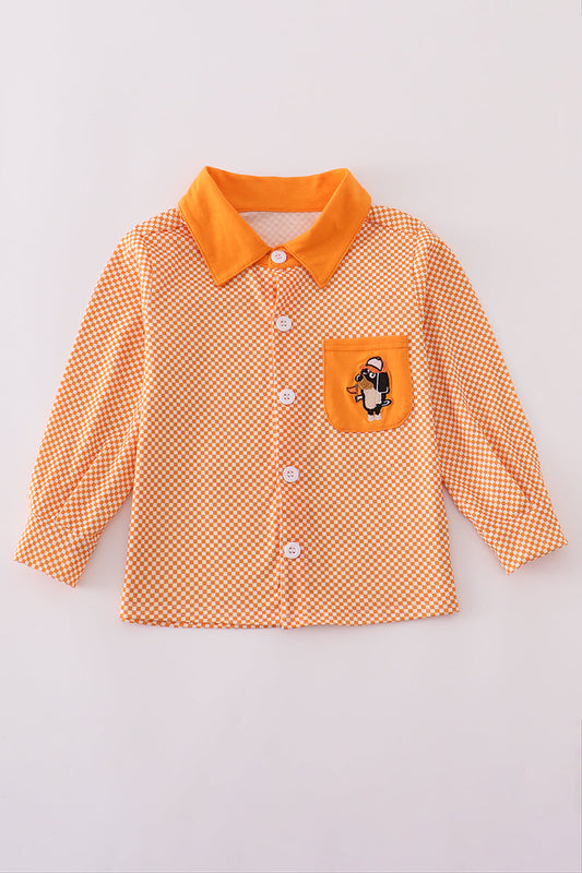 Boys Checkered Tennessee Vols Appliqué Button Down Shirt