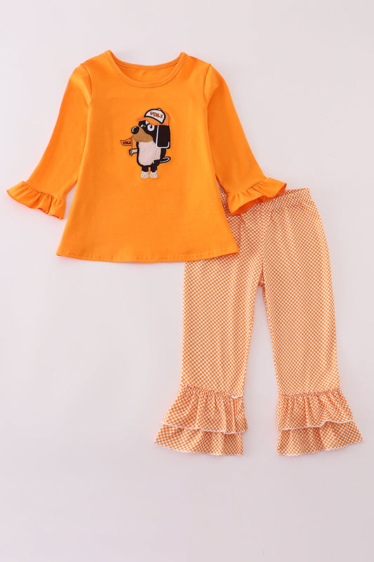 Girls Orange Tennessee Vols Appliqué Ruffle Pants Set