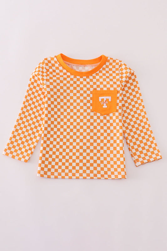 Boys Checkered Tennessee Vols Embroidered Pocket Tee