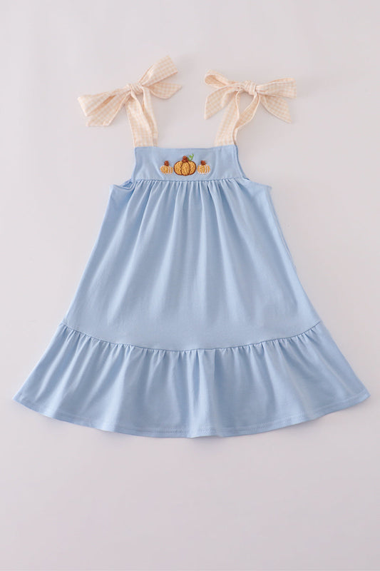 Girls Blue Pumpkin French Knot Dress