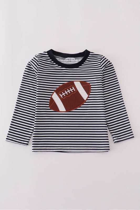 Boys Navy Football Appliqué Top