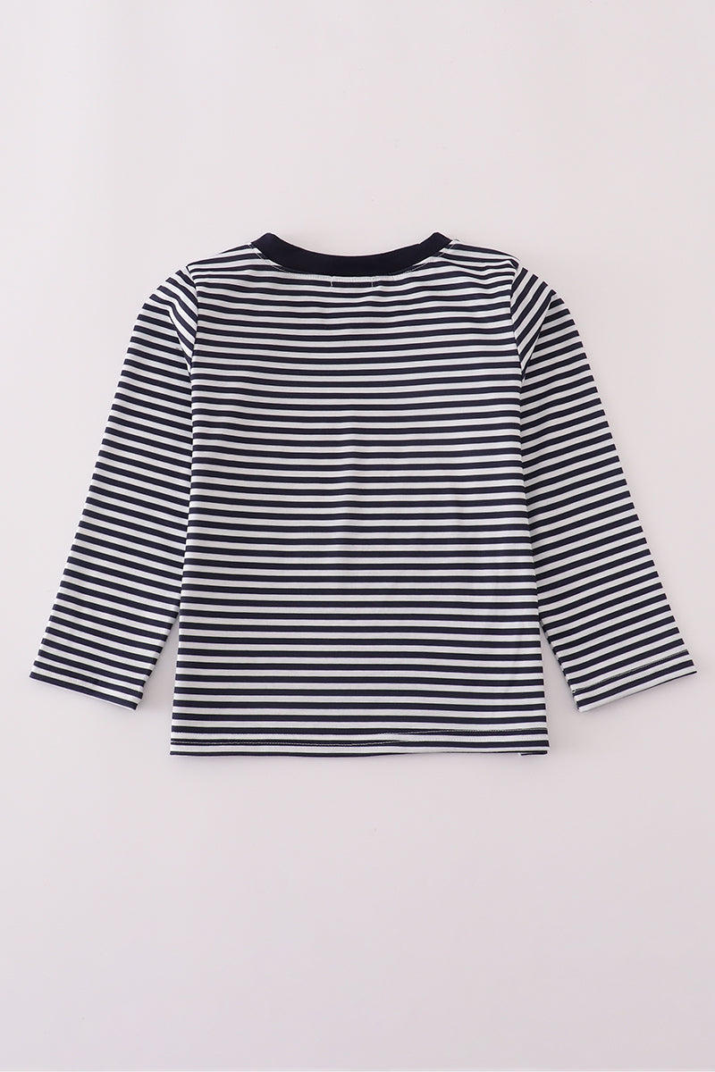 Boys Navy Football Appliqué Top