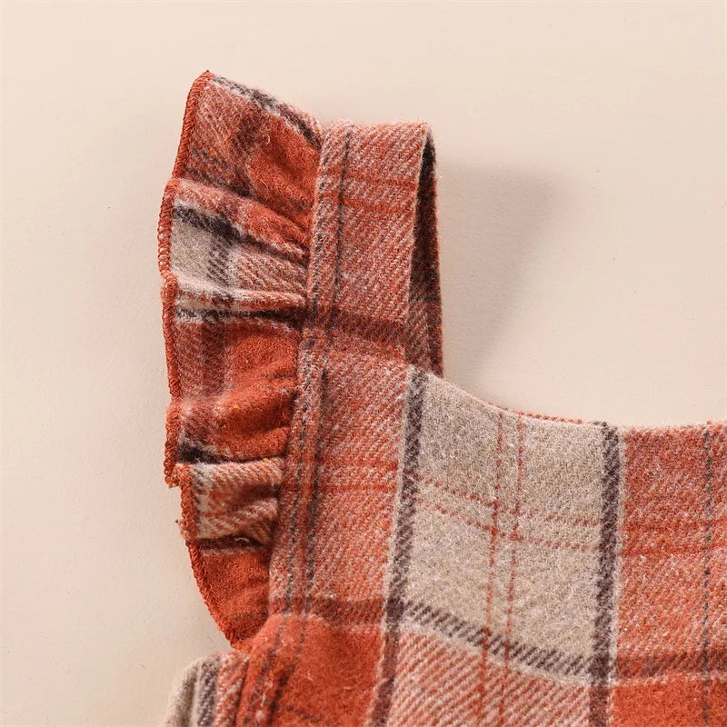 Girls Fall Plaid Ruffle Dress