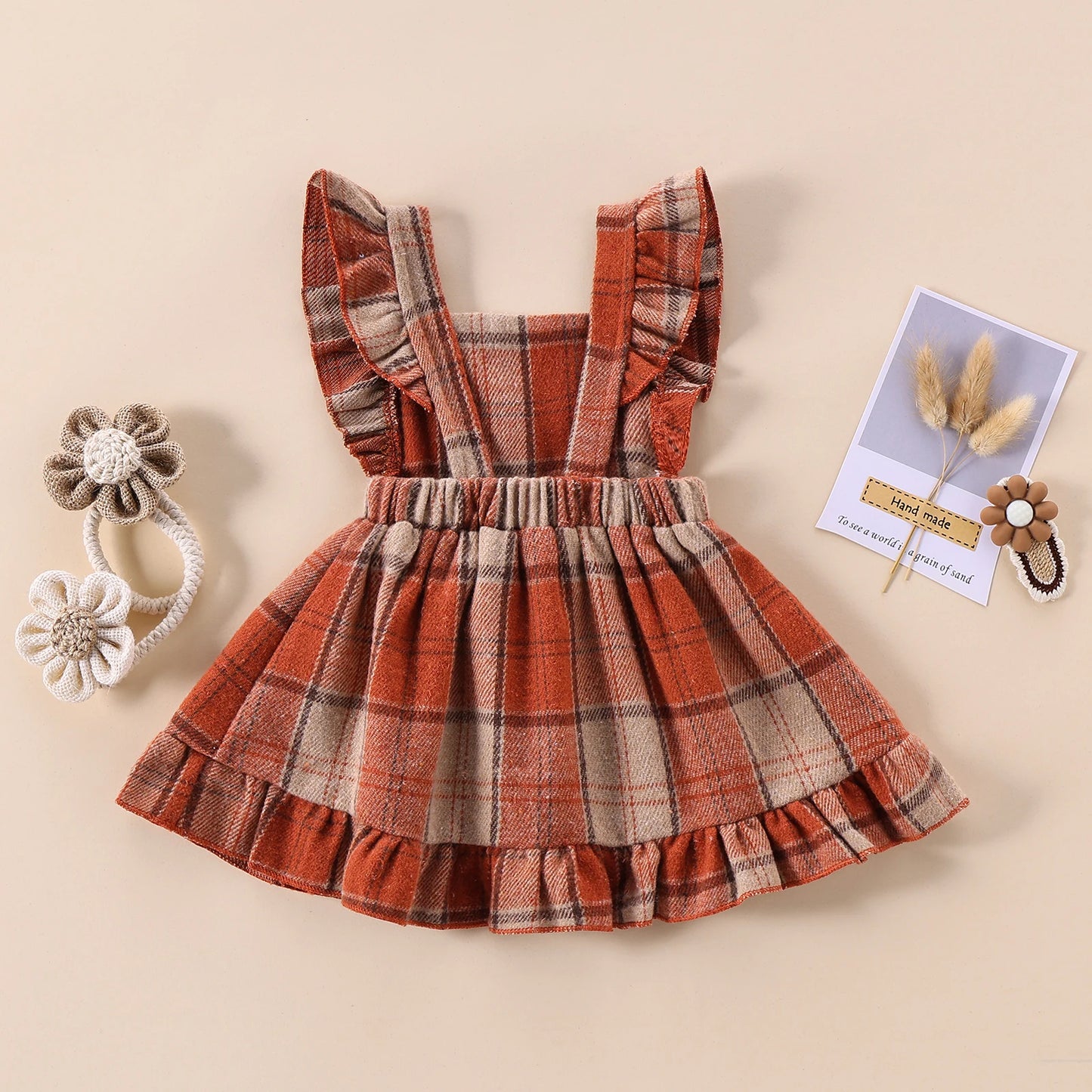 Girls Fall Plaid Ruffle Dress