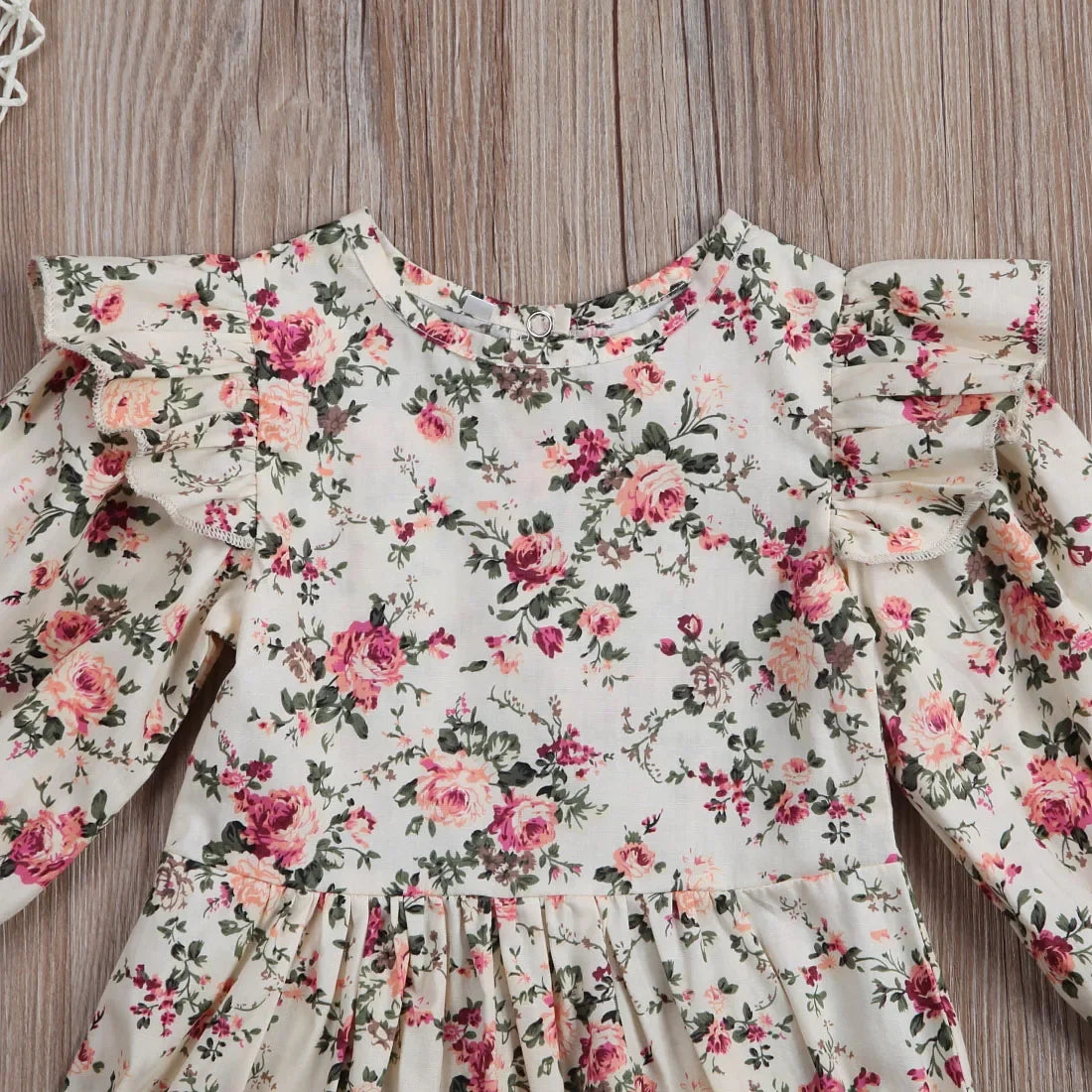 Girls Flying Sleeve Floral Dress