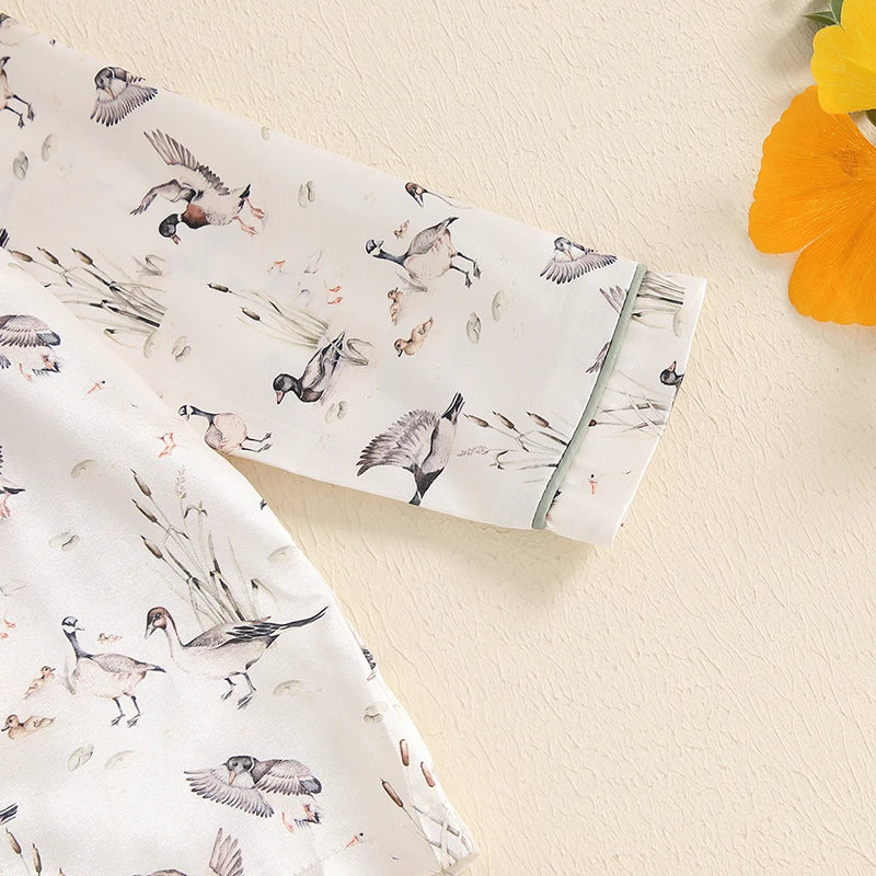 Duck Wetlands Collared Button Pajamas, Unisex