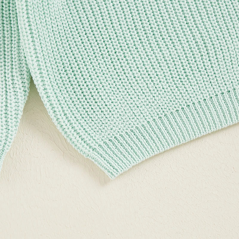 Girls Casual Solid Knit Sweater